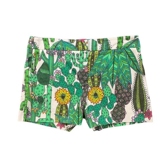 Trina Turk Shorts Womens 8 Multi Cotton Blend Corbin Floral Cactus Print Chino - Picture 1 of 11